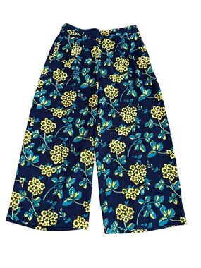 J.Crew Floral Wide Leg Pants Palazzos Cropped PullOn High Rise Blue Yellow 6 NEW